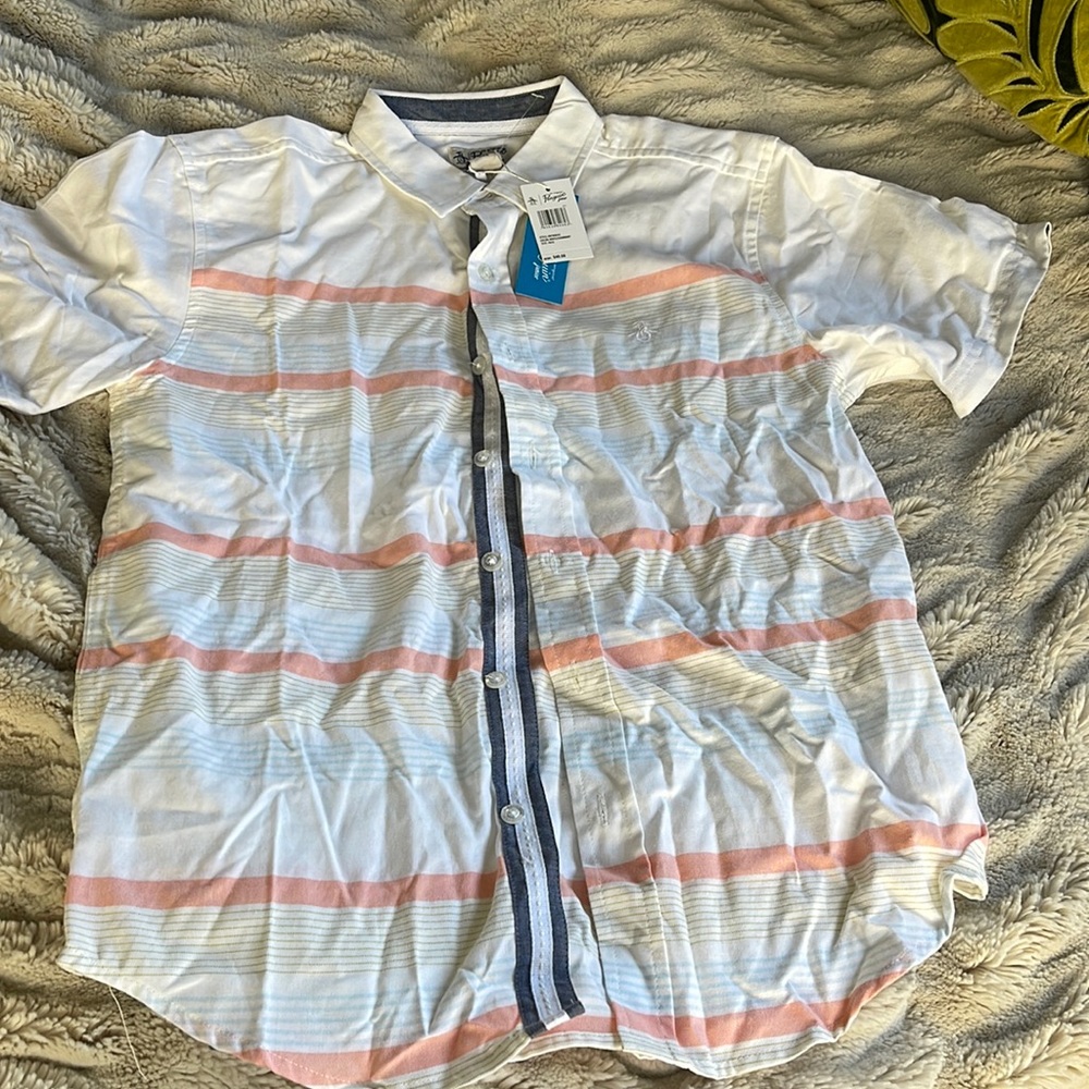 NWT boys 10/12 Penguin Button Up